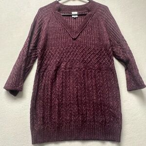 Cabi Chime Pullover Knit V-neck Sweater Burgundy Bell Sleeve Woman’s Size Small